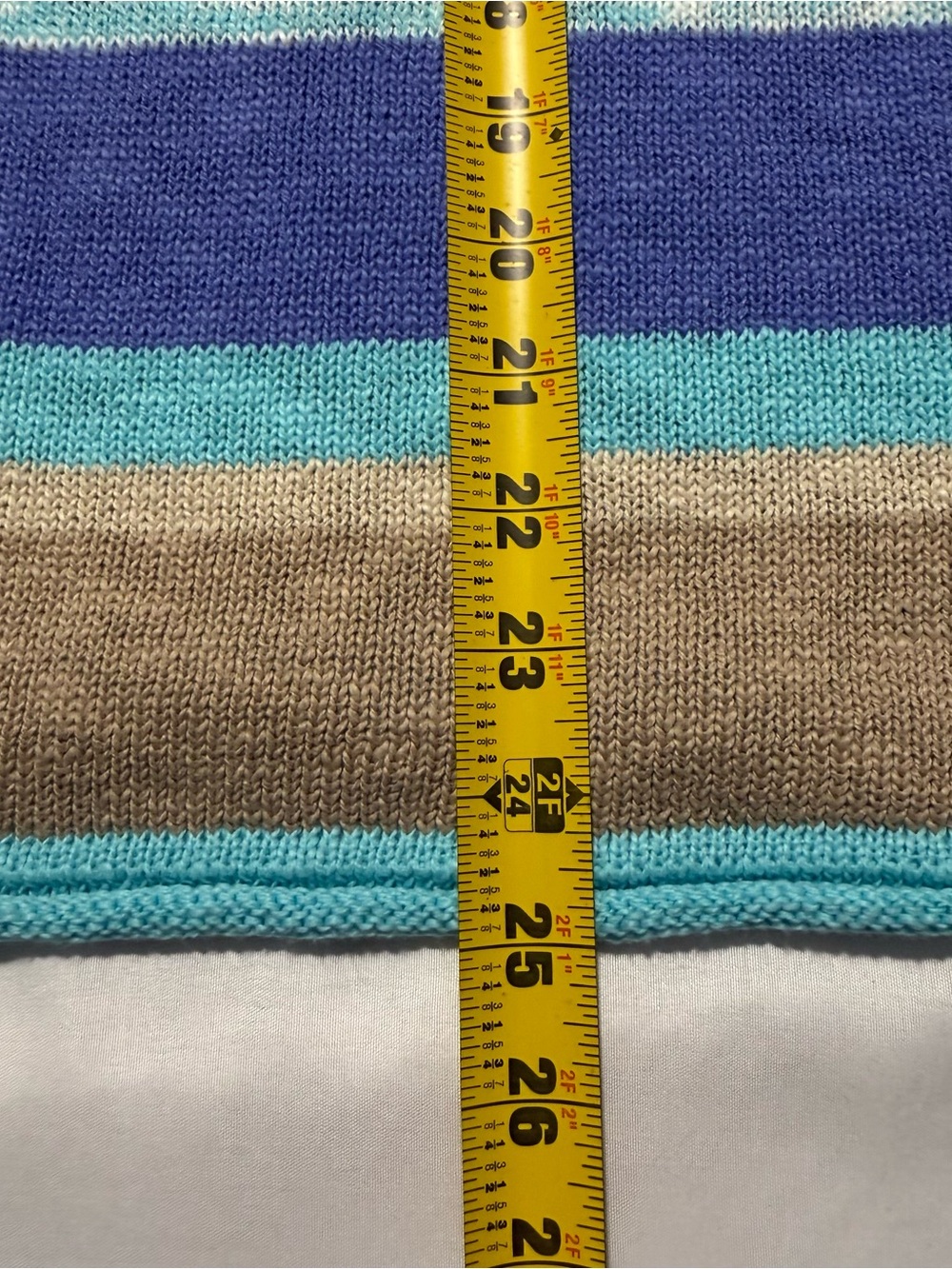 Lulu B Women’s XL Striped Knit Cardigan Sweater Blue Tan Yellow 100% Cotton - Picture 9 of 11